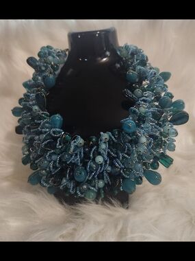 Turquoise Cluster Statement Necklace - Women Jewelry